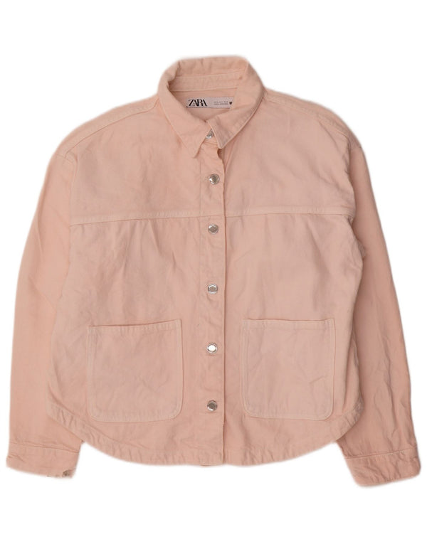 Giacca di jeans oversize da donna Zara UK 10 piccola in cotone rosa
