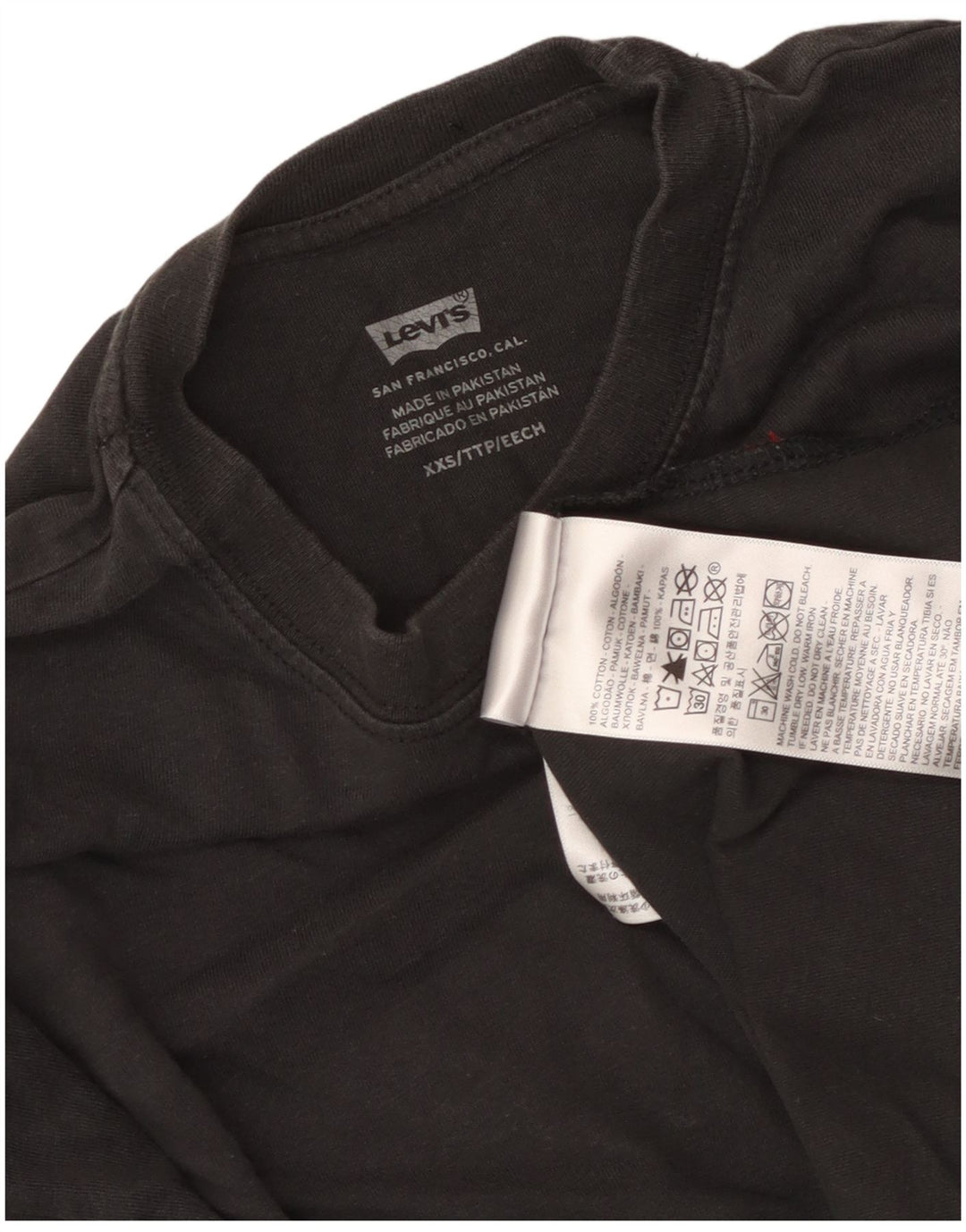 Levi's Donna Top Corto Oversize con Grafica Manica Lunga UK 2 2XS Cotone Nero
