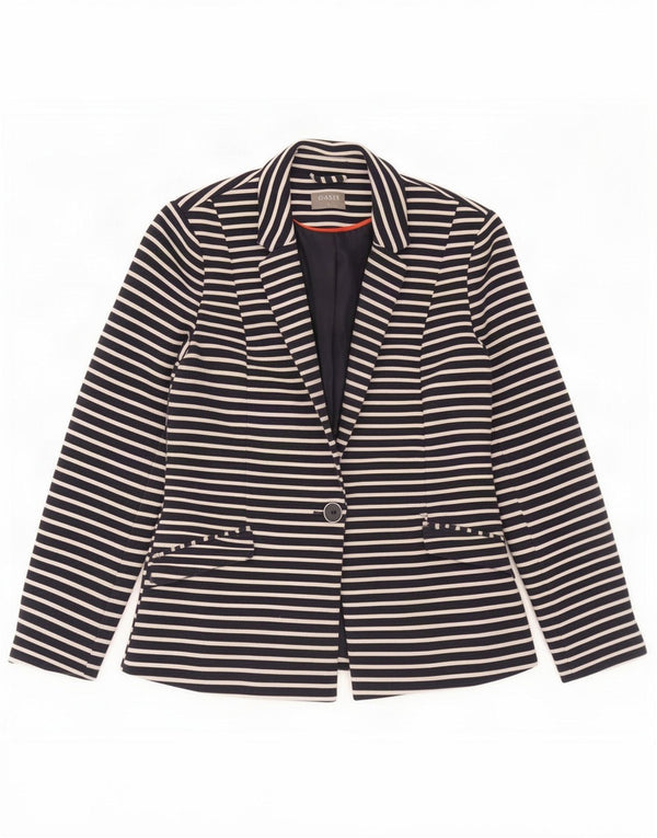 Oasis Giacca blazer da donna a 1 bottone UK 8 Small Poliestere a righe blu navy
