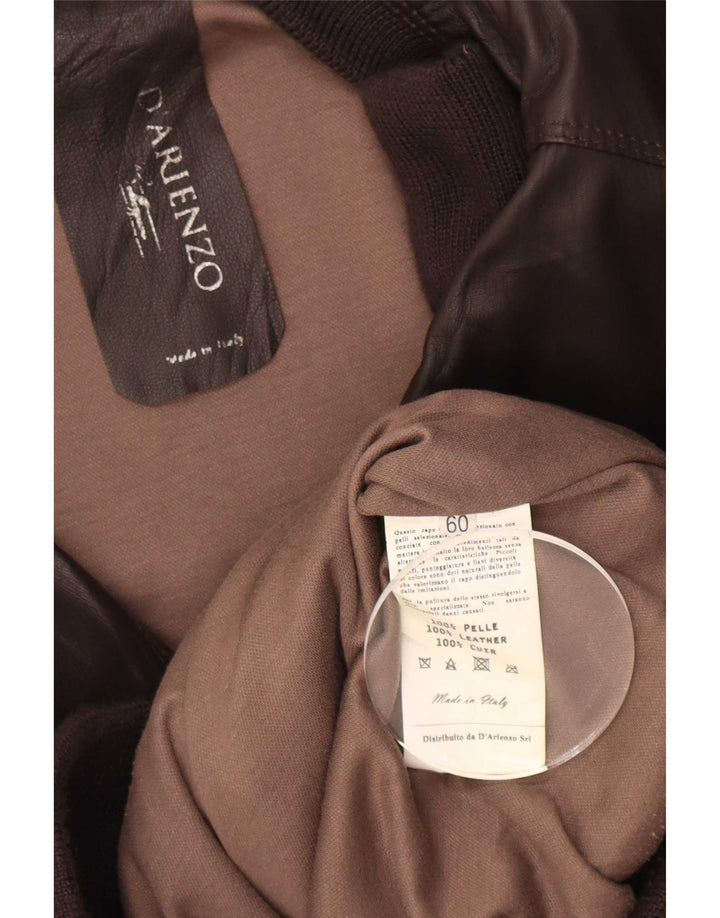 Giacca in pelle vintage da uomo IT 60 5XL Marrone