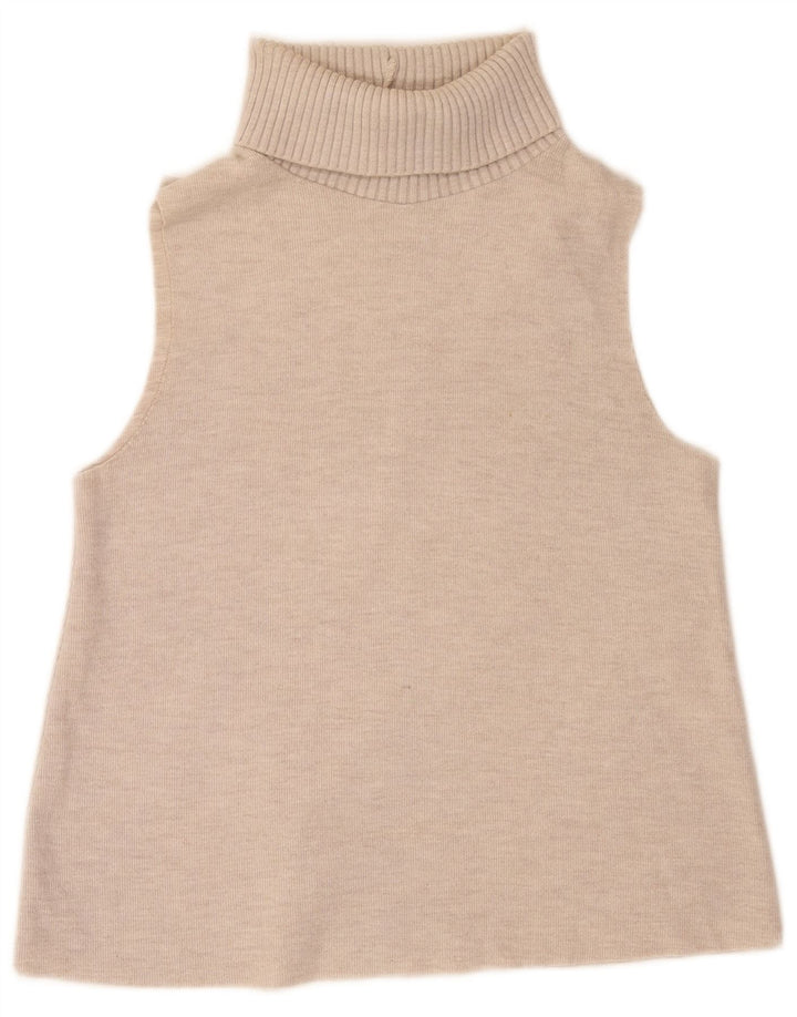 Canotta Zara da donna con collo alto, UK 12, beige medio