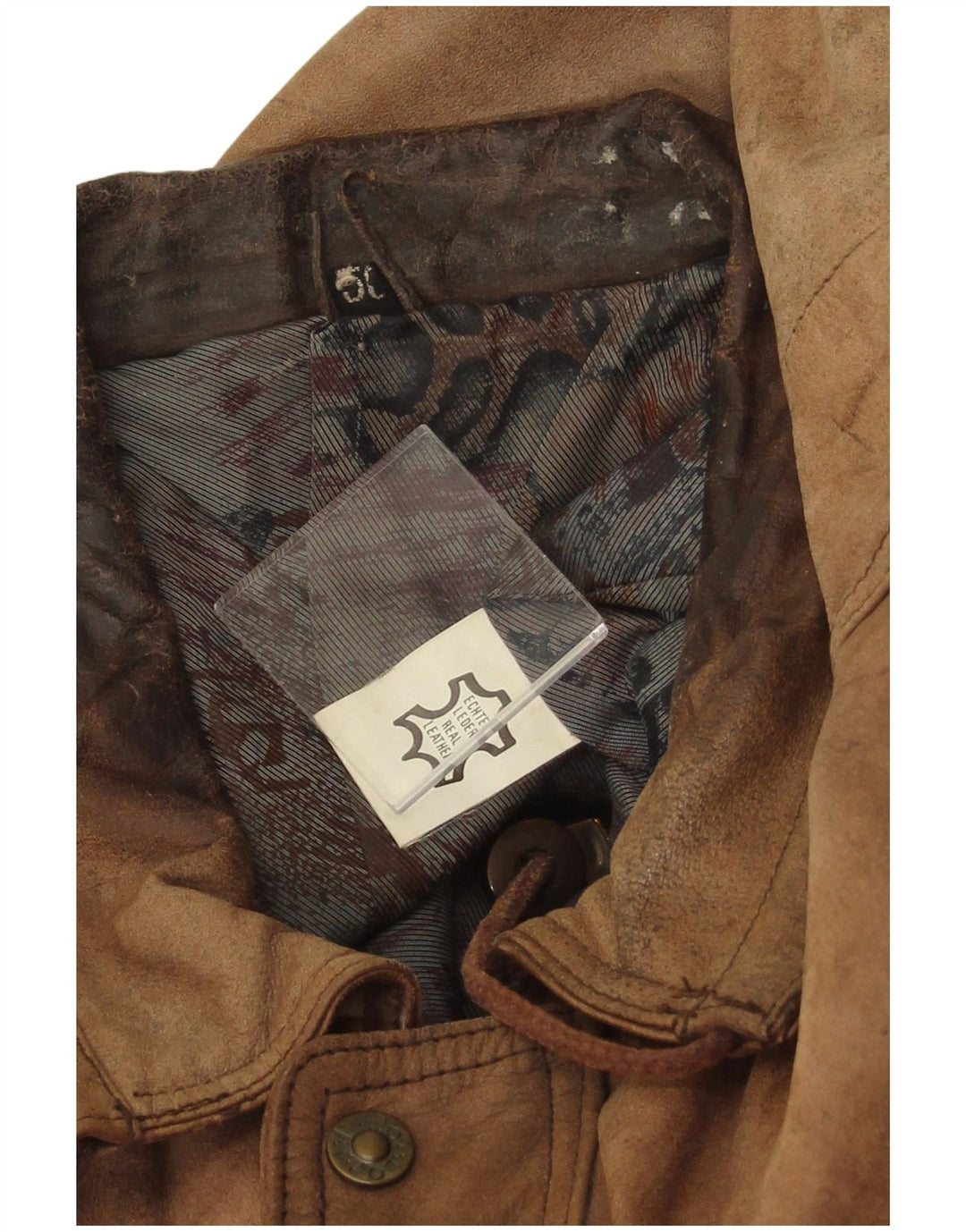 Gilet in pelle da uomo vintage IT 50 grande in pelle marrone