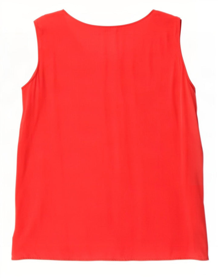 ELENA MIRO Camicetta senza maniche da donna UK 16 Large Rosso Seta