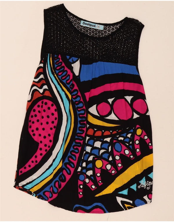 Desigual Top tunica grafica da donna UK 14 medio multicolore geometrico
