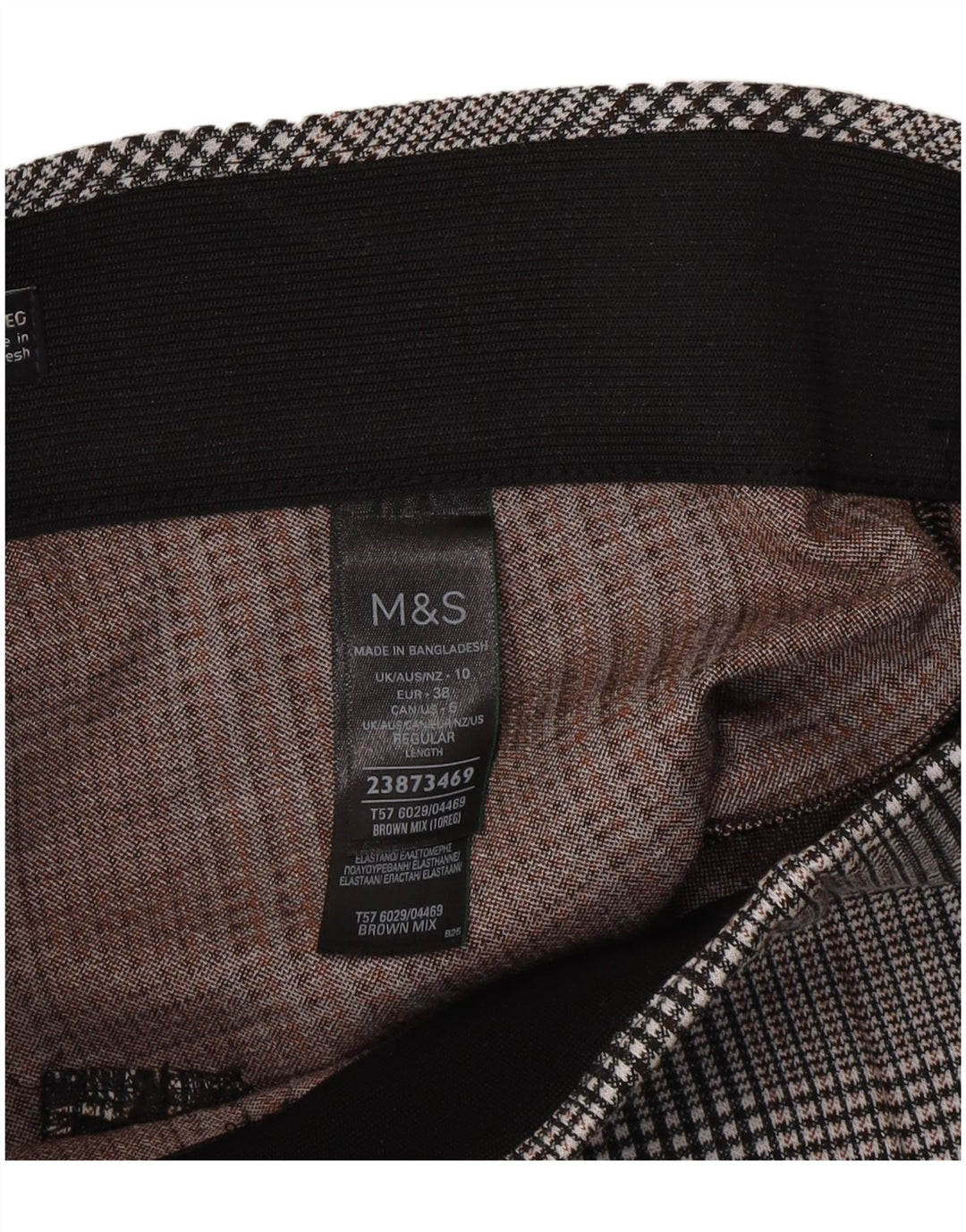 Leggings da donna Marks & Spencer UK 10 Small Poliestere pied de poule grigio