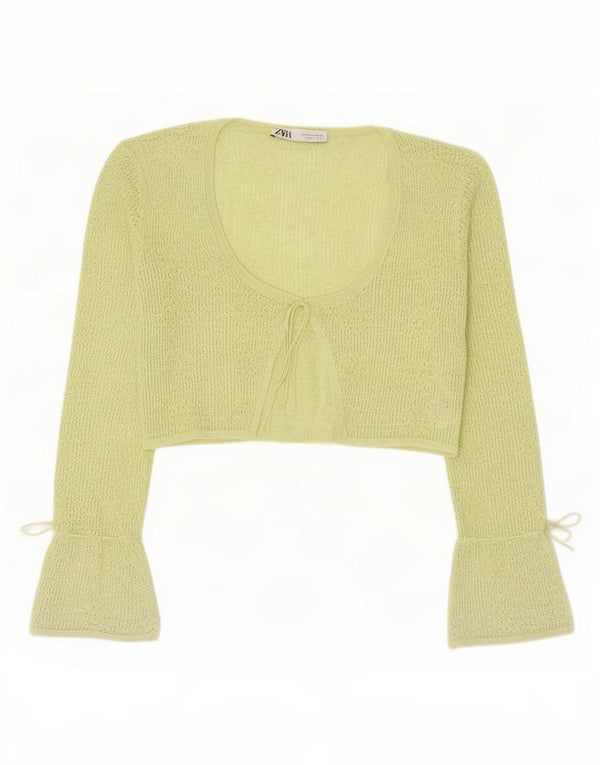 Top cardigan corto da donna Zara UK 12 poliestere verde medio