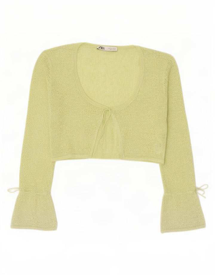 Top cardigan corto da donna Zara UK 12 poliestere verde medio