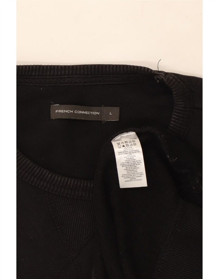 FRENCH CONNECTION Felpa da uomo Maglione grande cotone nero