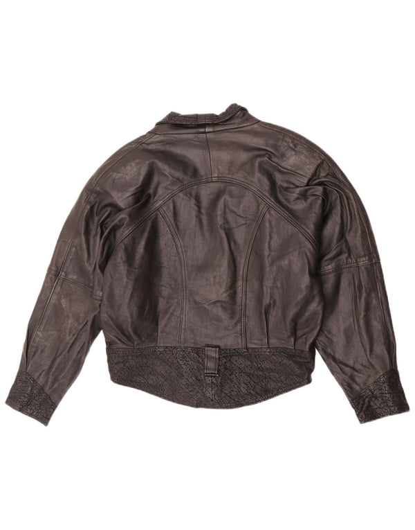 Giacca in pelle oversize da donna Lee UK 10 piccola in pelle nera