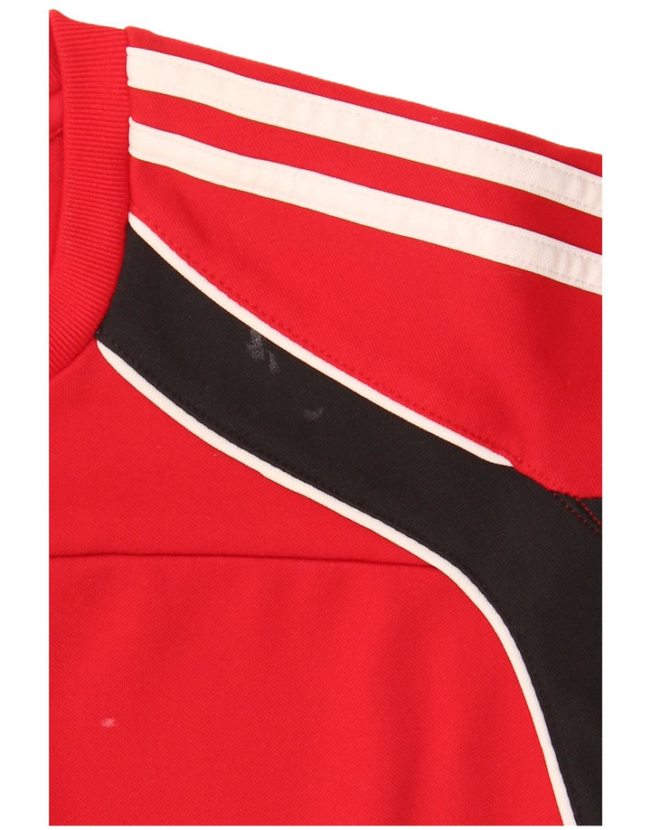 Felpa da uomo Adidas maglione UK 38/40 poliestere color block rosso medio