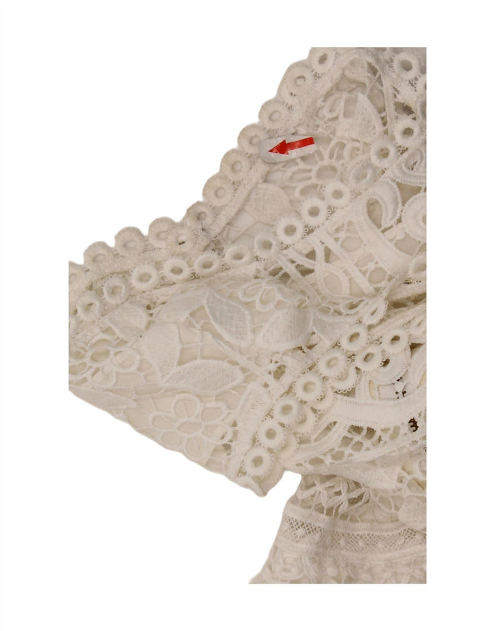 Guess Abito a strati in pizzo senza maniche da donna UK 12 Poliestere bianco medio