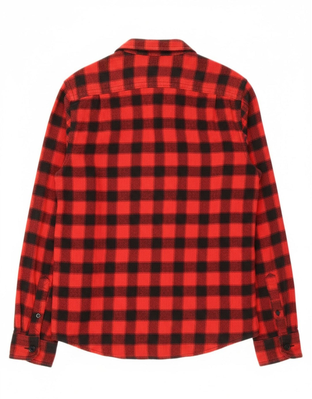 Camicia da uomo slim fit in flanella da boscaiolo Superdry, cotone a quadretti rosso medio