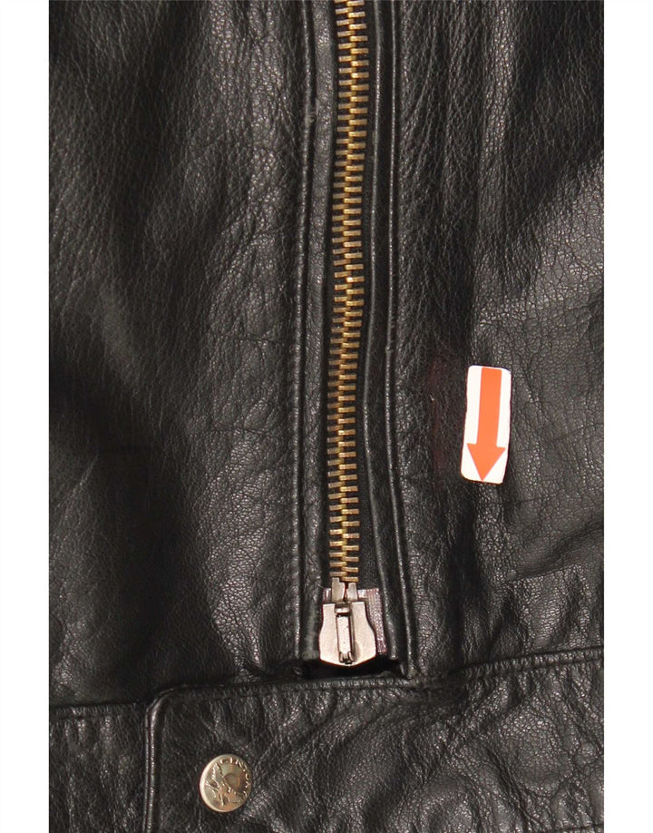 Giacca da motociclista in pelle da uomo vintage IT 52 XL Nera