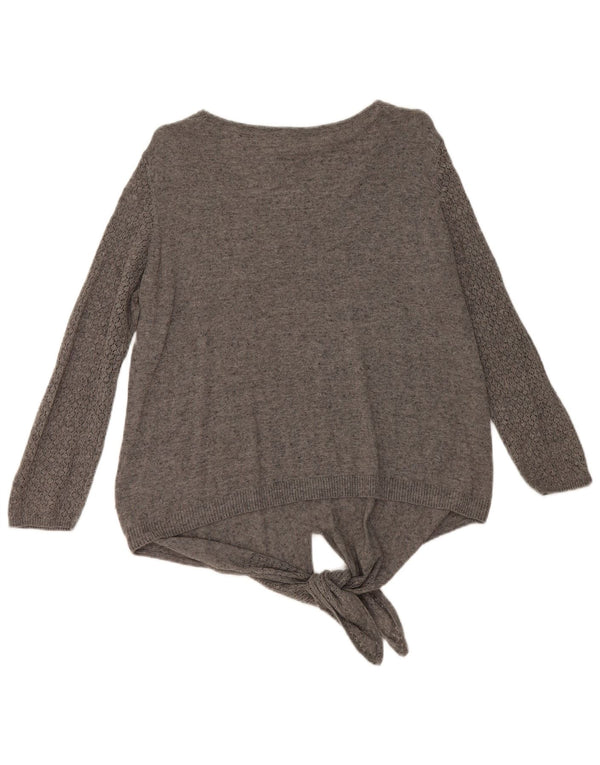 Maglione maglione con scollo a barca da donna Fat Face UK 16 grande cotone grigio