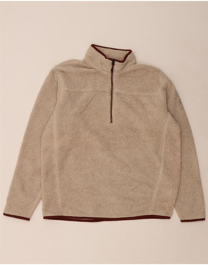 Maglione in pile da uomo con zip e collo Eddie Bauer, grande, in poliestere beige