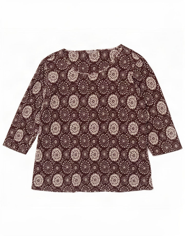 Marks & Spencer Top da donna con motivo astratto manica 3/4 UK 20 2XL Marrone