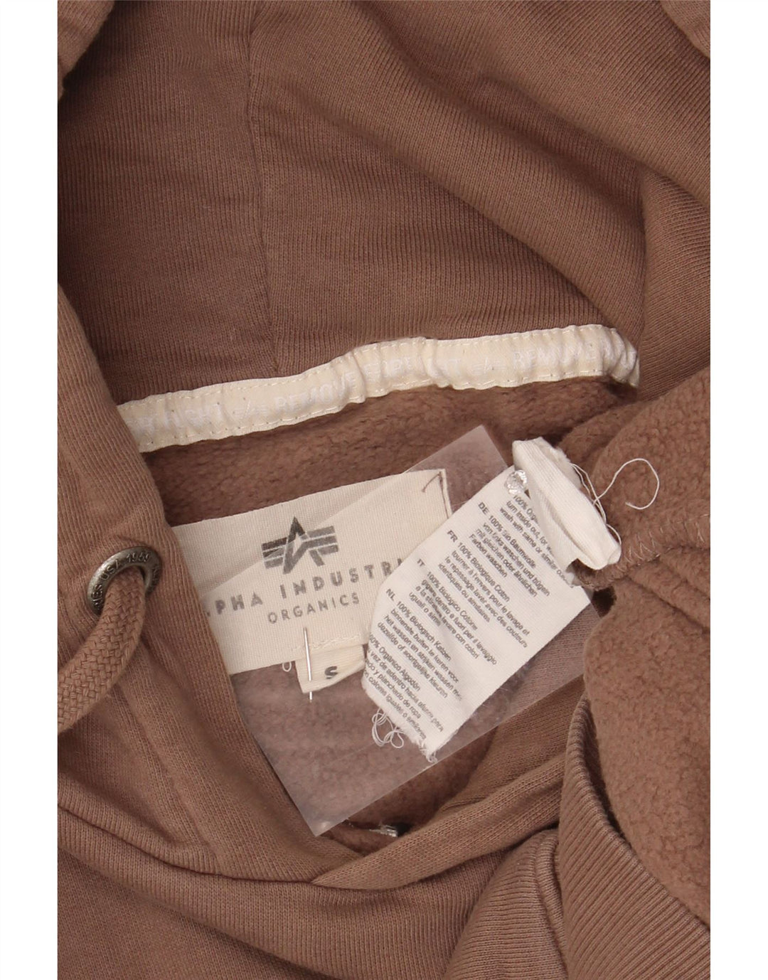 ALPHA INDUSTRIES Mens Graphic Hoodie Jumper Small Brown Cotton