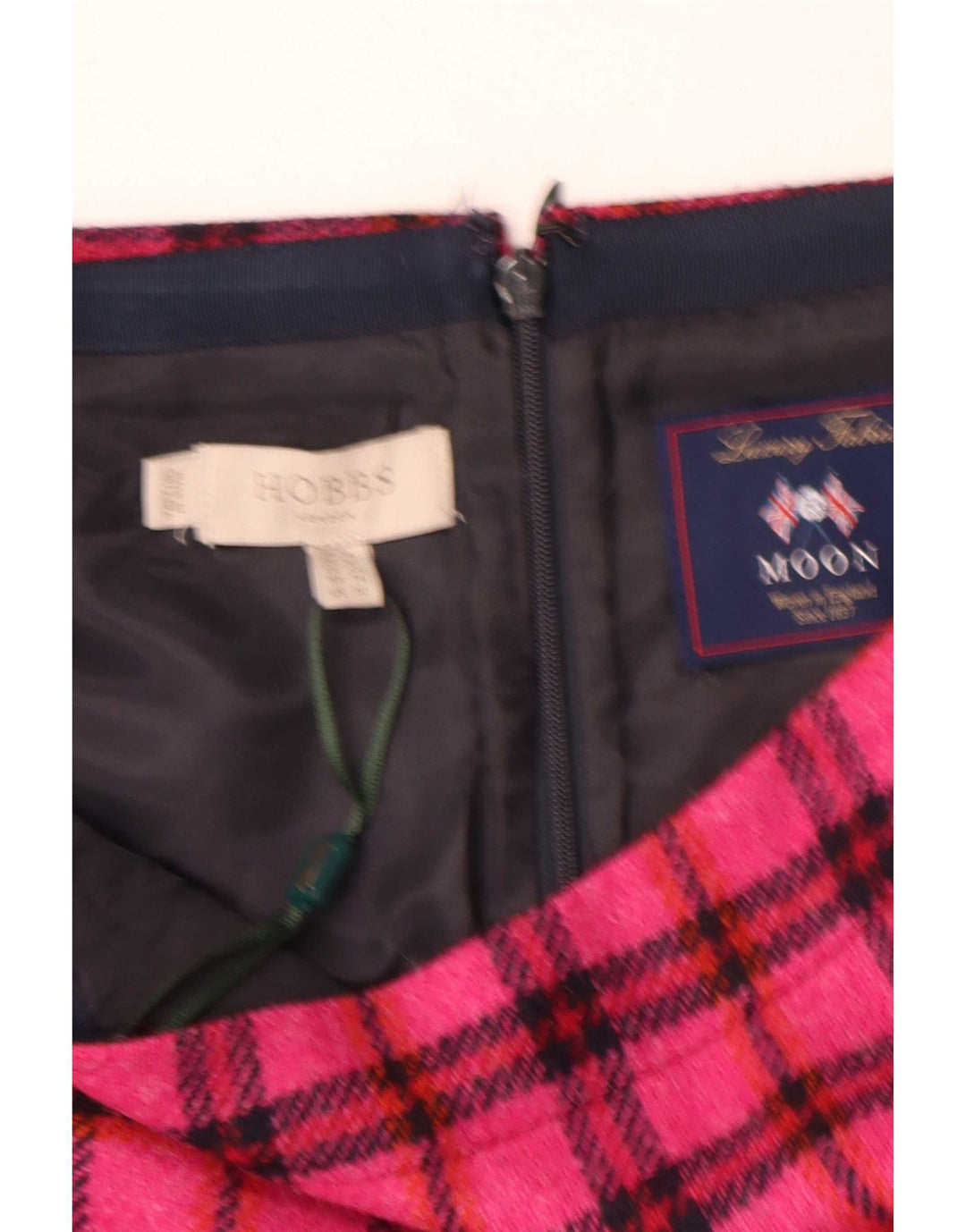 Hobbs minigonna da donna UK 14 grande lana a quadri rosa