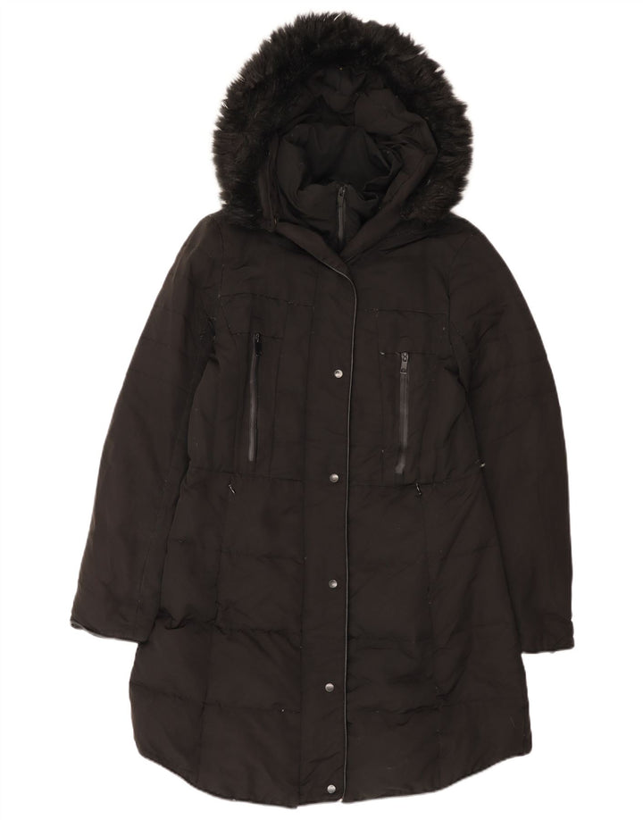 Cappotto imbottito con cappuccio da donna Zara UK 14 grande nero