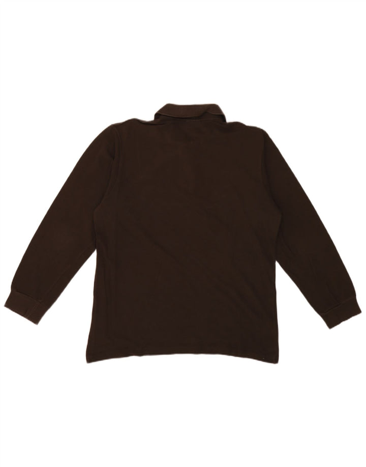 Polo da uomo a maniche lunghe Lacoste taglia 4 in cotone marrone medio