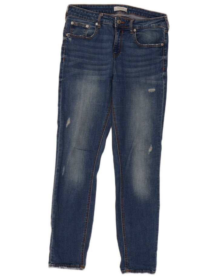 Jeans slim invecchiati ZARA da donna EU 38 piccoli W28 L28 blu