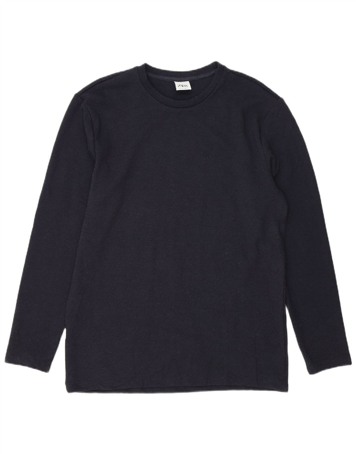ZARA Mens Top Long Sleeve Medium Navy Blue