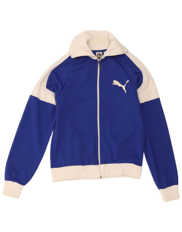 Giacca da ginnastica grafica da uomo Puma Small in poliestere color block blu