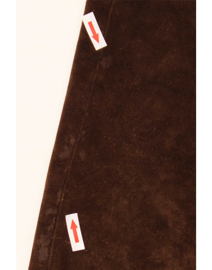 Pantaloni vintage in pelle scamosciata svasati da donna W30 L32 Marrone