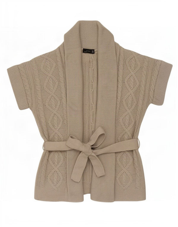 Maglione cardigan a maniche corte da donna Zara UK 14 Acrilico grigio medio
