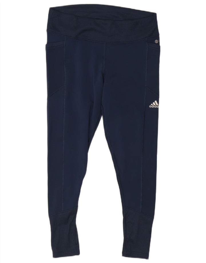 Leggings Adidas Aeroready da donna UK 16/18 Large Blu Navy Poliestere