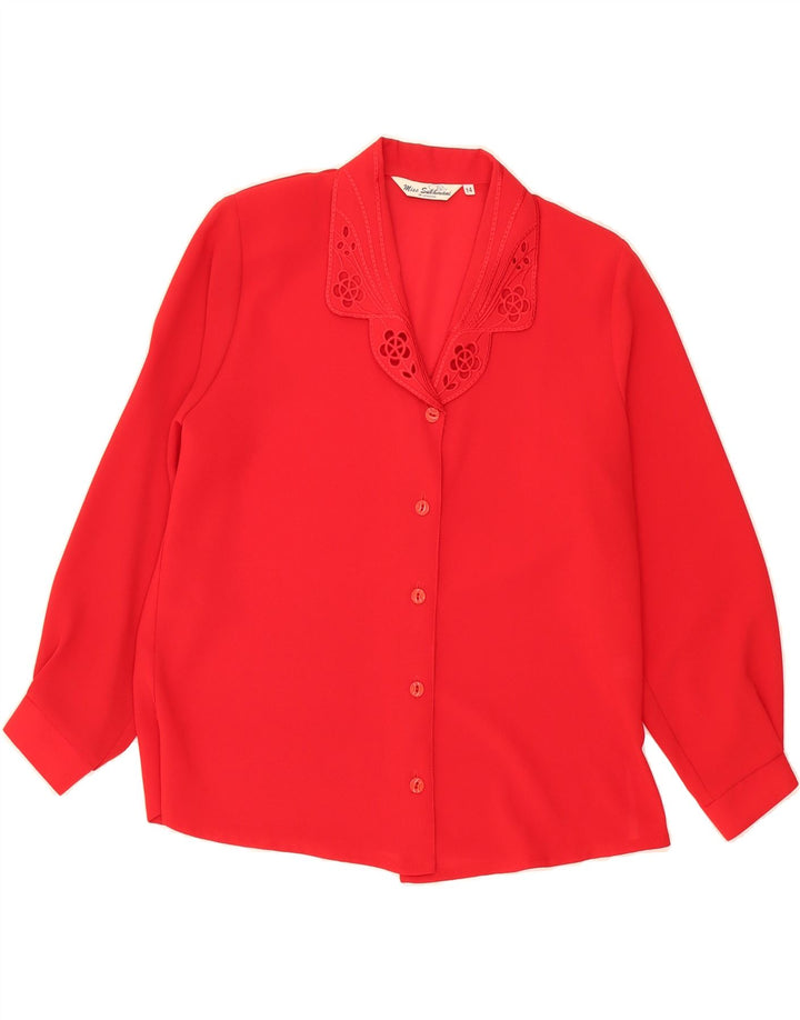 VINTAGE Womens Shirt Blouse UK 14 Large Red Polyester Vintage Vintage and Second-Hand Vintage from Messina Hembry 
