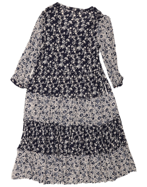 Abito maxi a strati da donna di White Stuff UK 14 Grande viscosa floreale blu navy