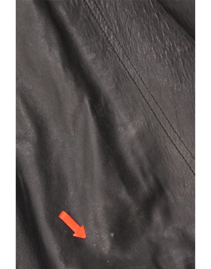 Giacca in pelle vintage da donna UK 16 grande in pelle nera