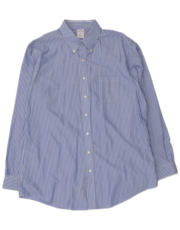 Brooks Brothers Mens Regent Shirt Size 17 1/2 XL Blue Striped Cotton