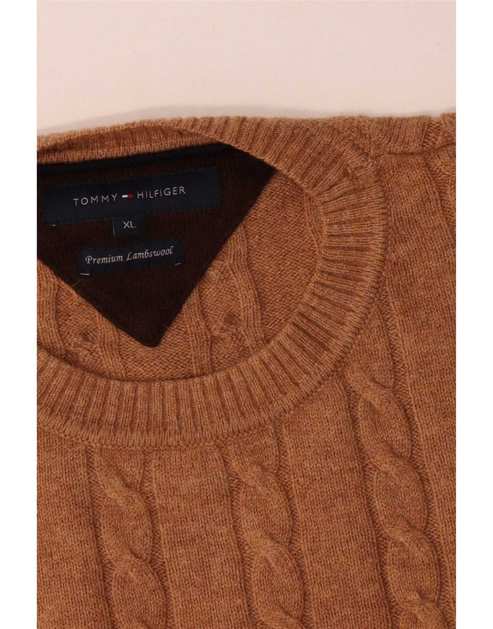 Maglione maglione girocollo da uomo Tommy Hilfiger XL lana d'agnello marrone