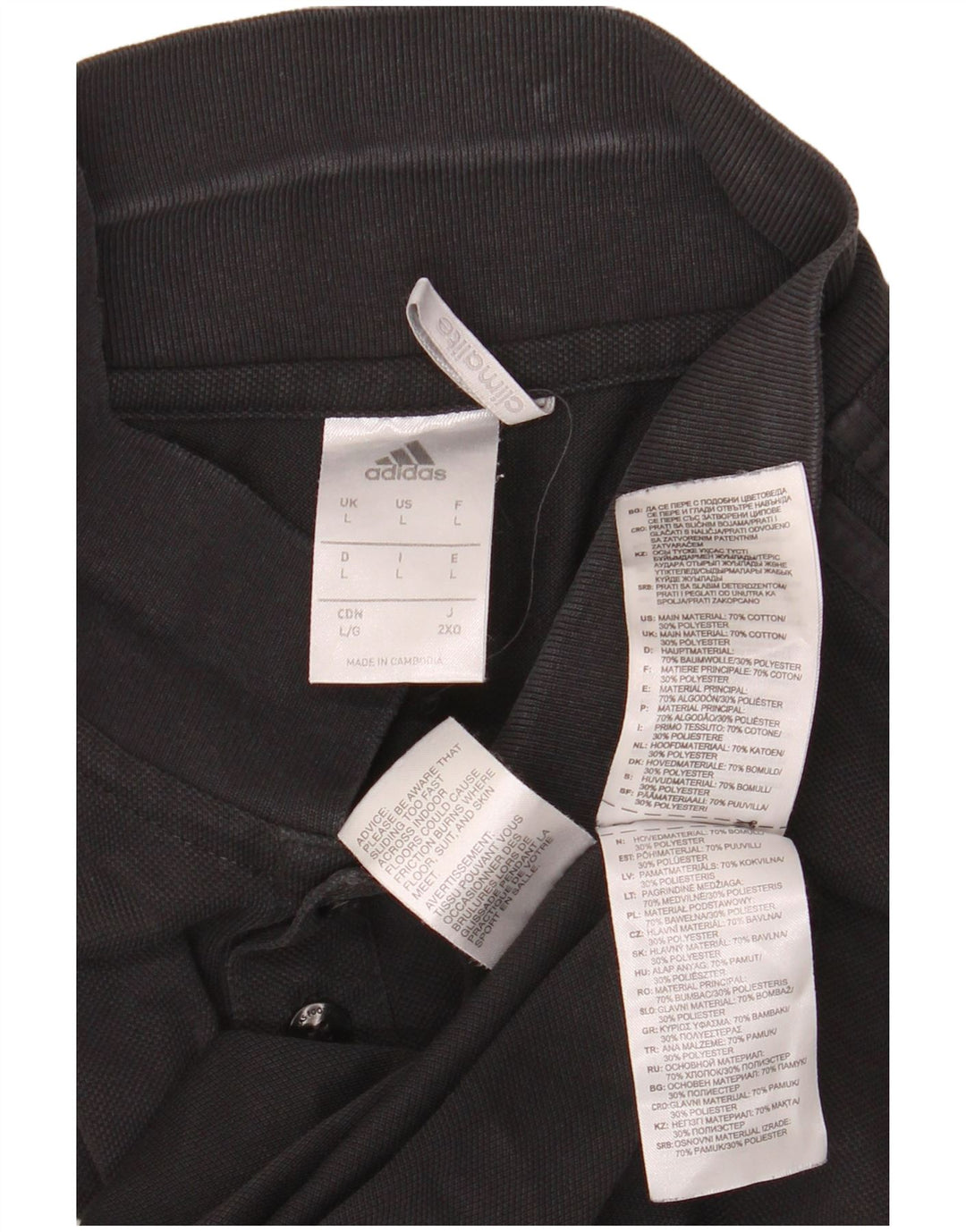 Polo ADIDAS Climalite da uomo grande in cotone nero