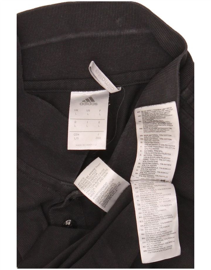 Polo ADIDAS Climalite da uomo grande in cotone nero