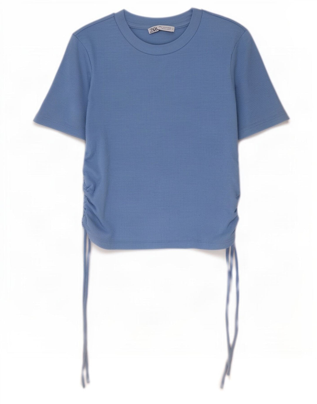 Top corto da donna Zara in camicetta UK 12 poliestere blu medio