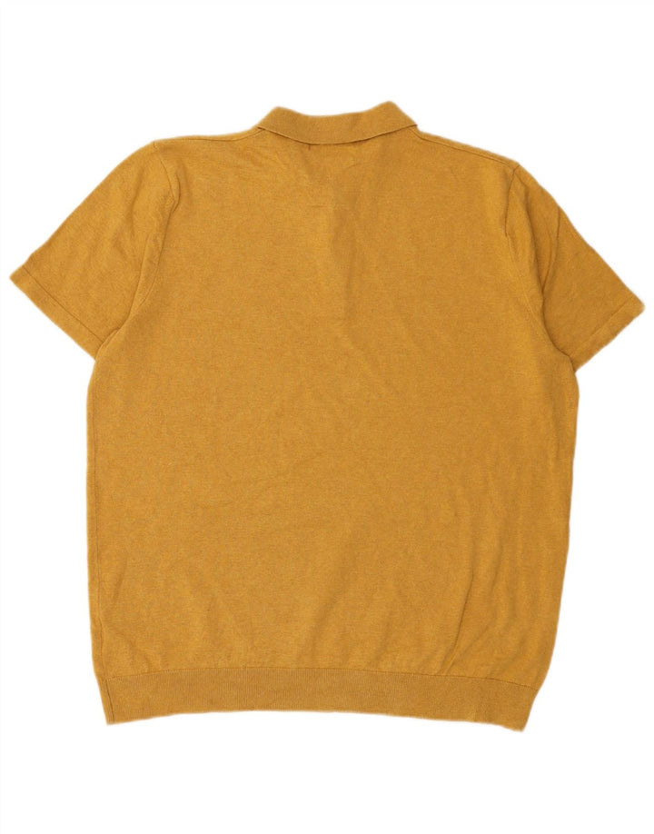 Marks & Spencer Maglione da uomo a maniche corte con collo a polo grande giallo