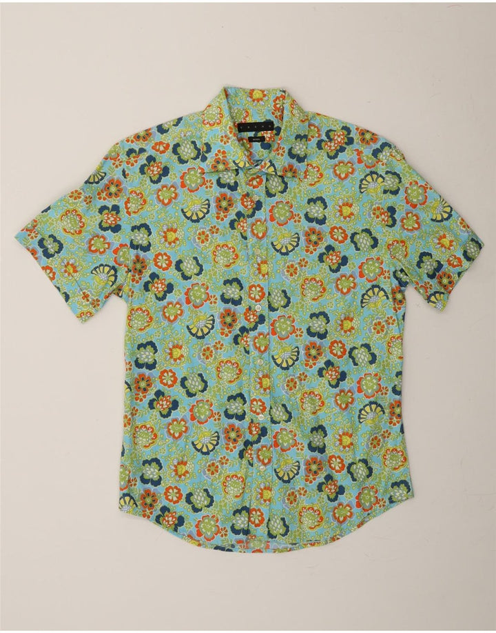 TREND Mens Short Sleeve Shirt Medium Green Floral Vintage Trend and Second-Hand Trend from Messina Hembry 