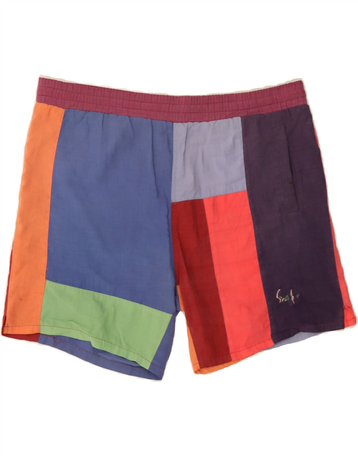 VINTAGE Mens Swimming Shorts Small  Multicoloured Colourblock Polyester Vintage Vintage and Second-Hand Vintage from Messina Hembry 
