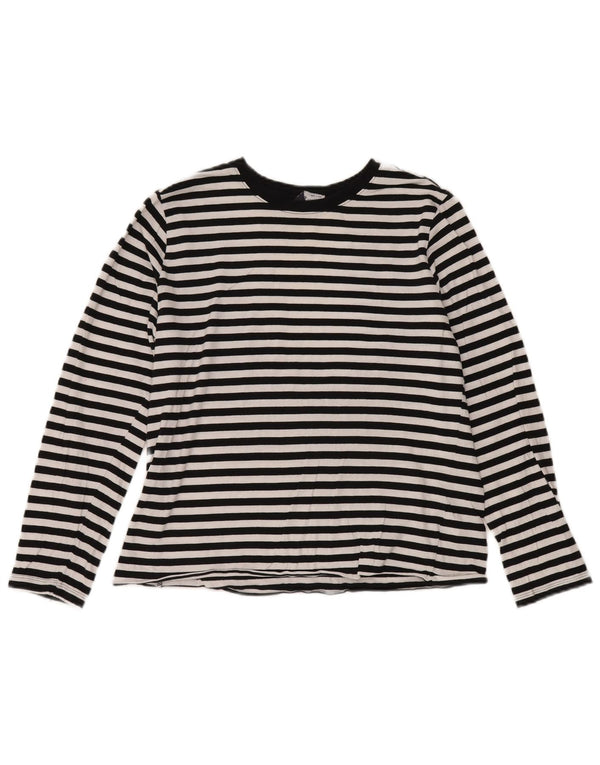 Marks & Spencer Top da donna a maniche lunghe UK 12 cotone a righe nere medie