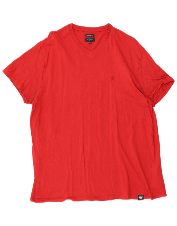ARMANI JEANS T-shirt da donna vestibilità regolare UK 22 3XL Rosso Cotone