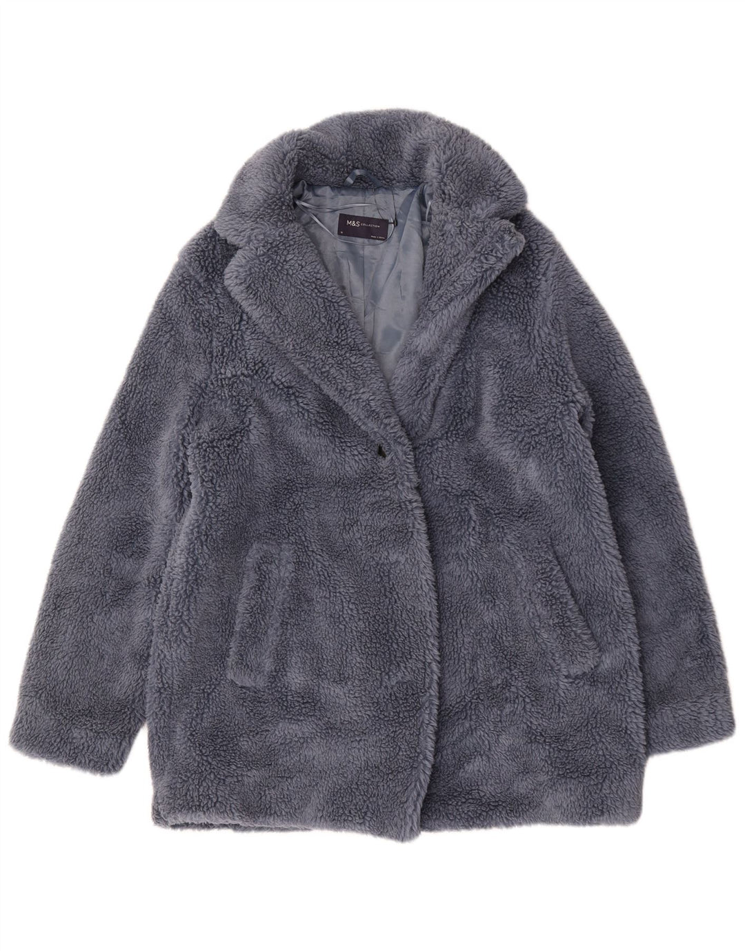Cappotto oversize in pelliccia sintetica Marks & Spencer da donna UK 12 Grigio medio