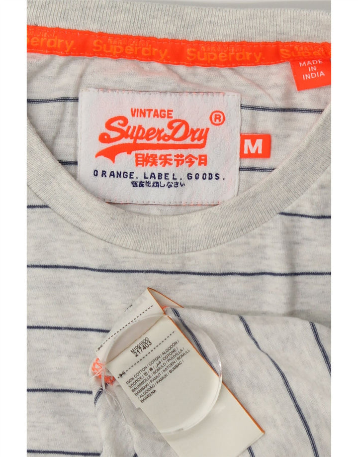 T-shirt grafica da uomo SUPERDRY Top in cotone a righe grigio medio