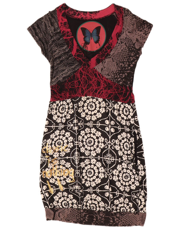 Desigual Abito tubino grafico da donna UK 12 Medio multicolore floreale