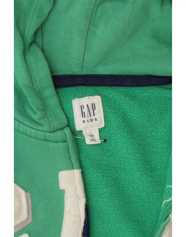 GAP Boys Graphic Zip Hoodie Sweater 9-10 Years Large  Green Vintage Gap and Second-Hand Gap from Messina Hembry 