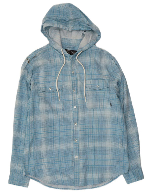 Nike Mens Hooded Flannel Shirt Small Blue Check Cotton