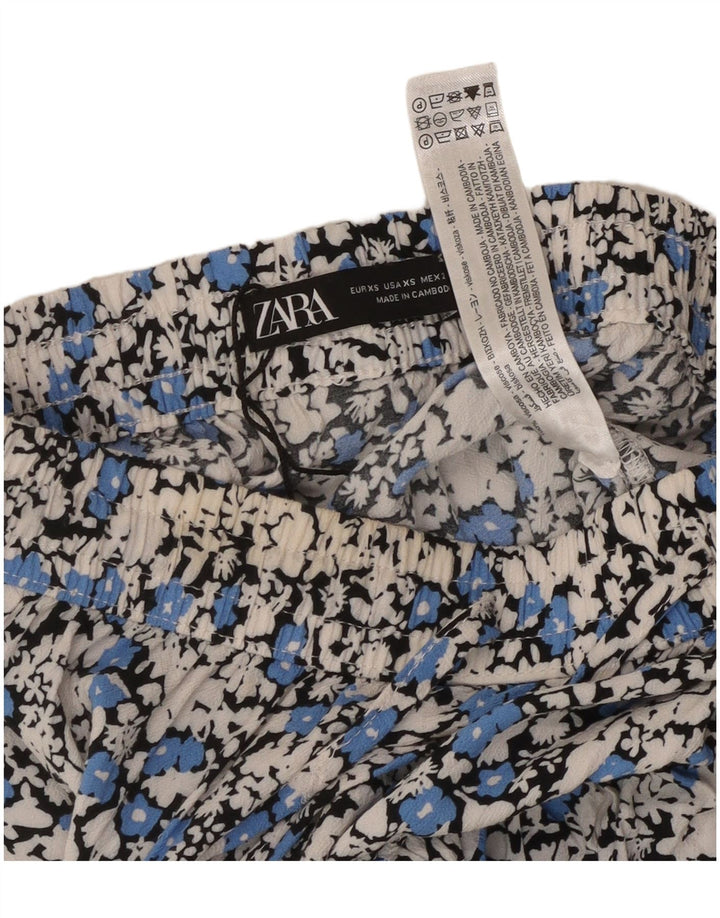 Pantaloni caldi da donna Zara XS W24 viscosa floreale bianca