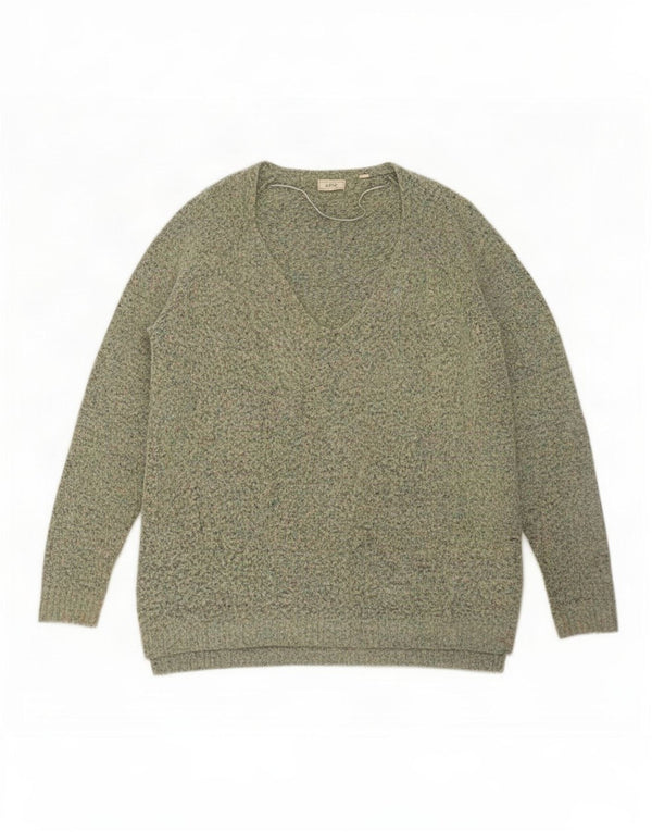 Maglione maglione oversize con scollo a V da donna Fat Face UK 10 Piccolo verde chiazzato